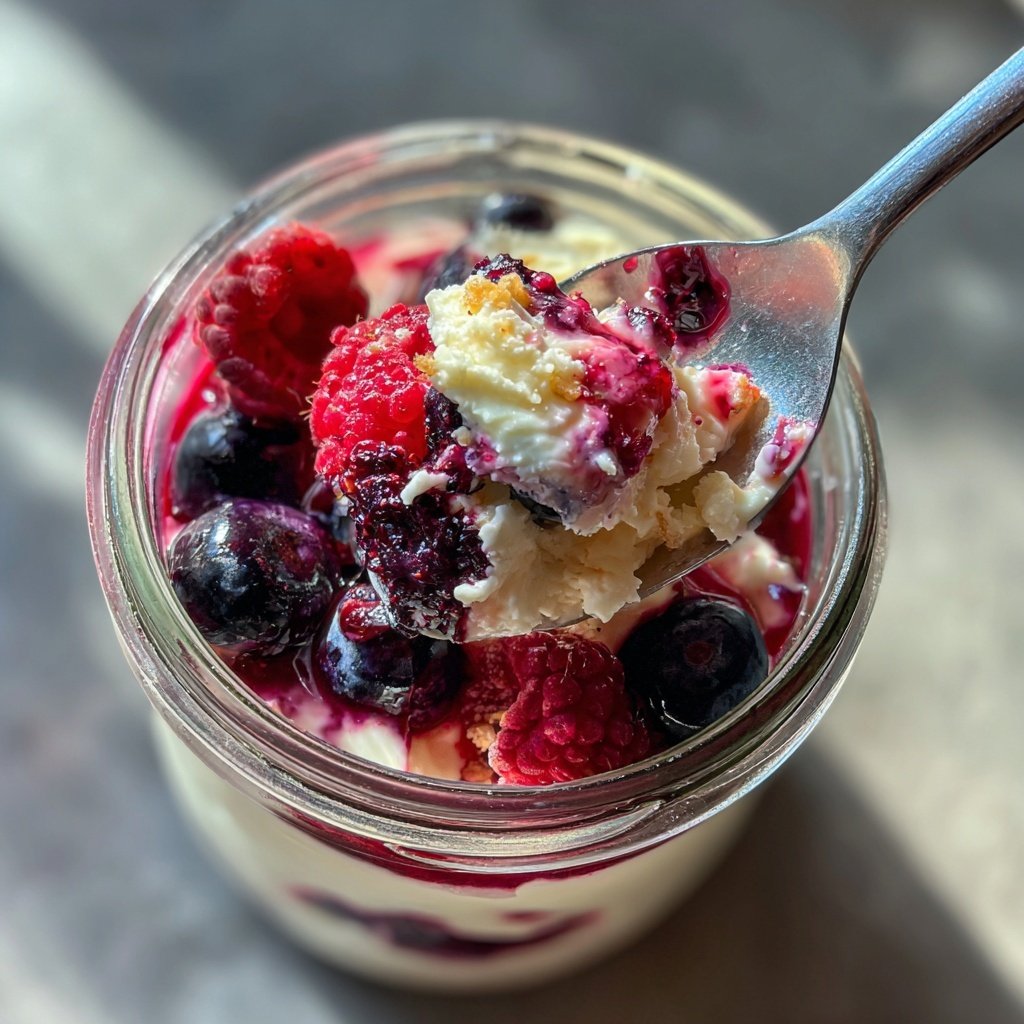 Frühstück im Glas mit Skyr und Beeren