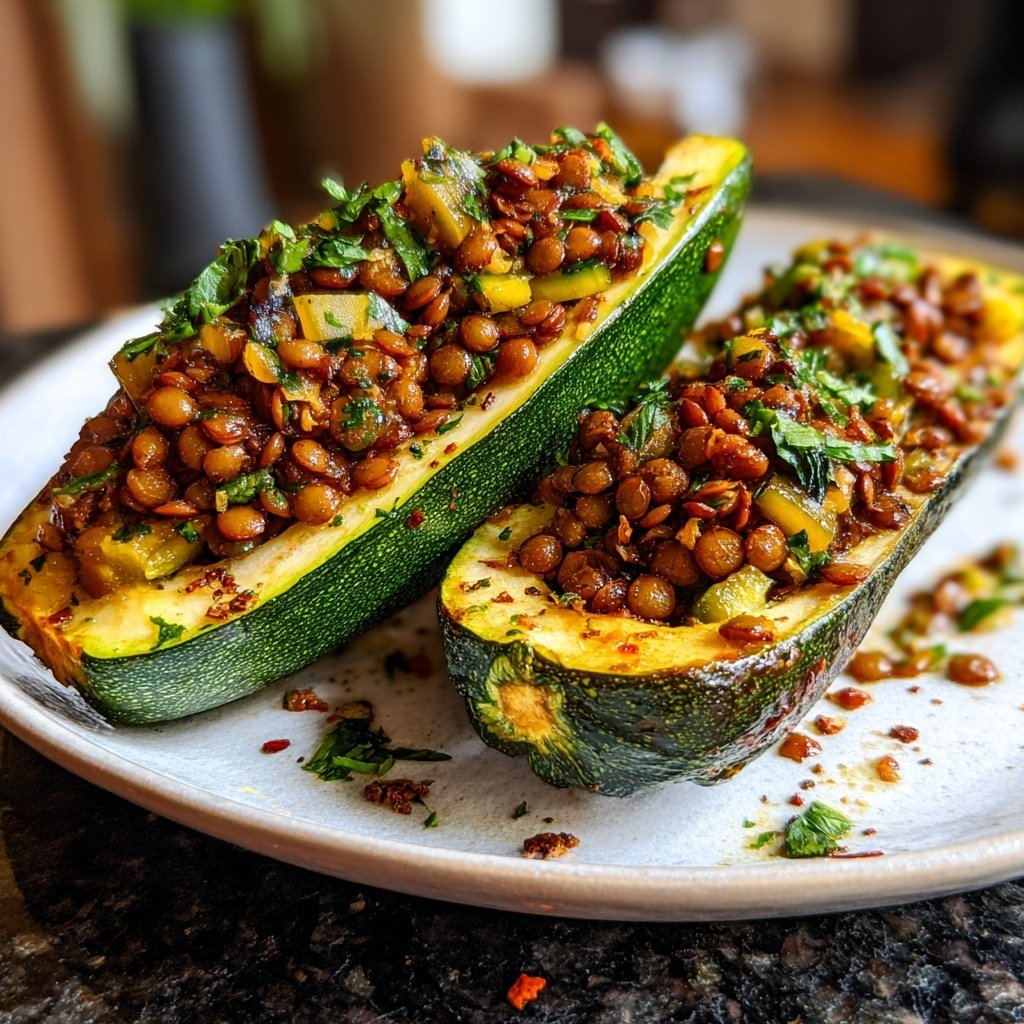 Gefüllte Zucchini mit Linsen