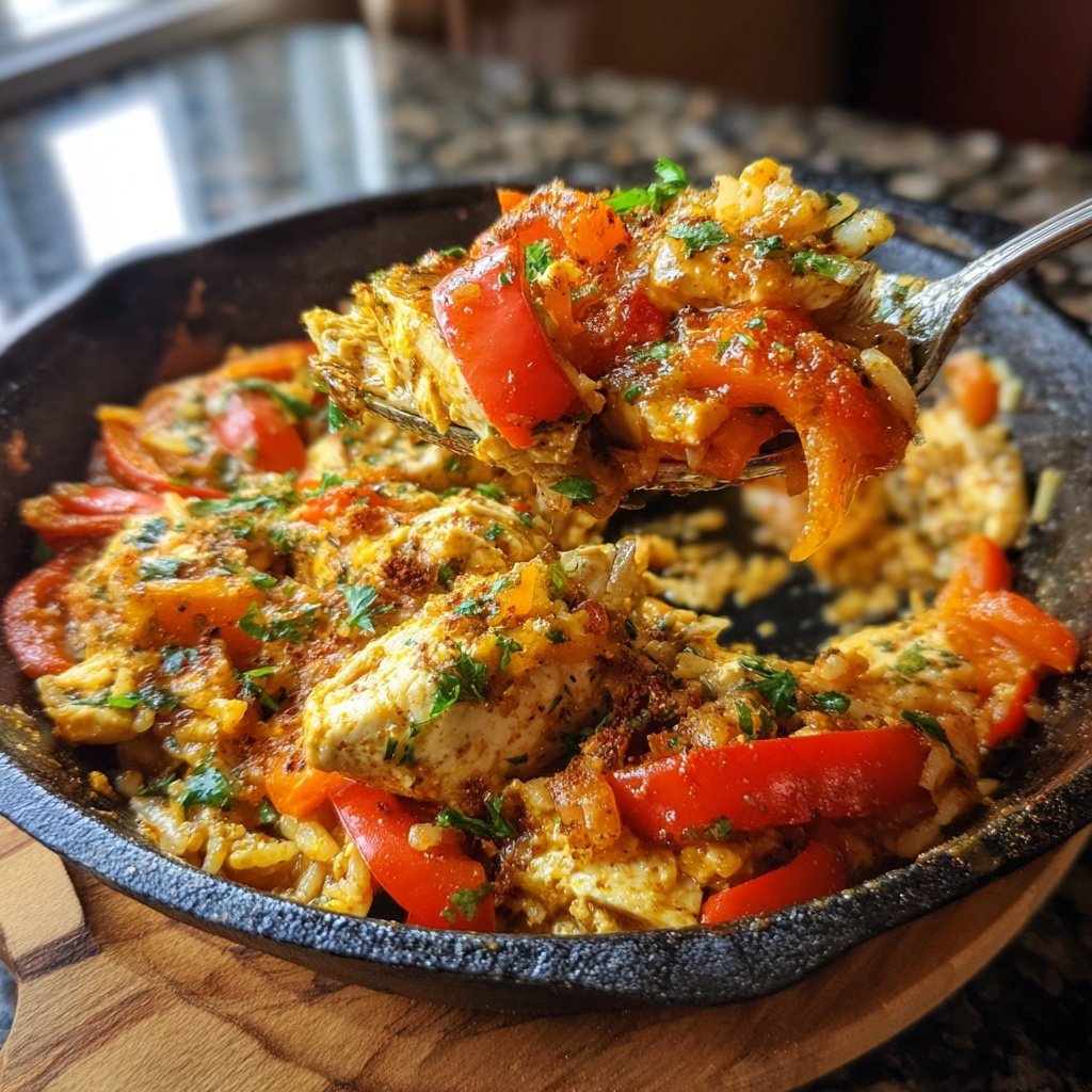 Hähnchen Reis Pfanne Mediterran