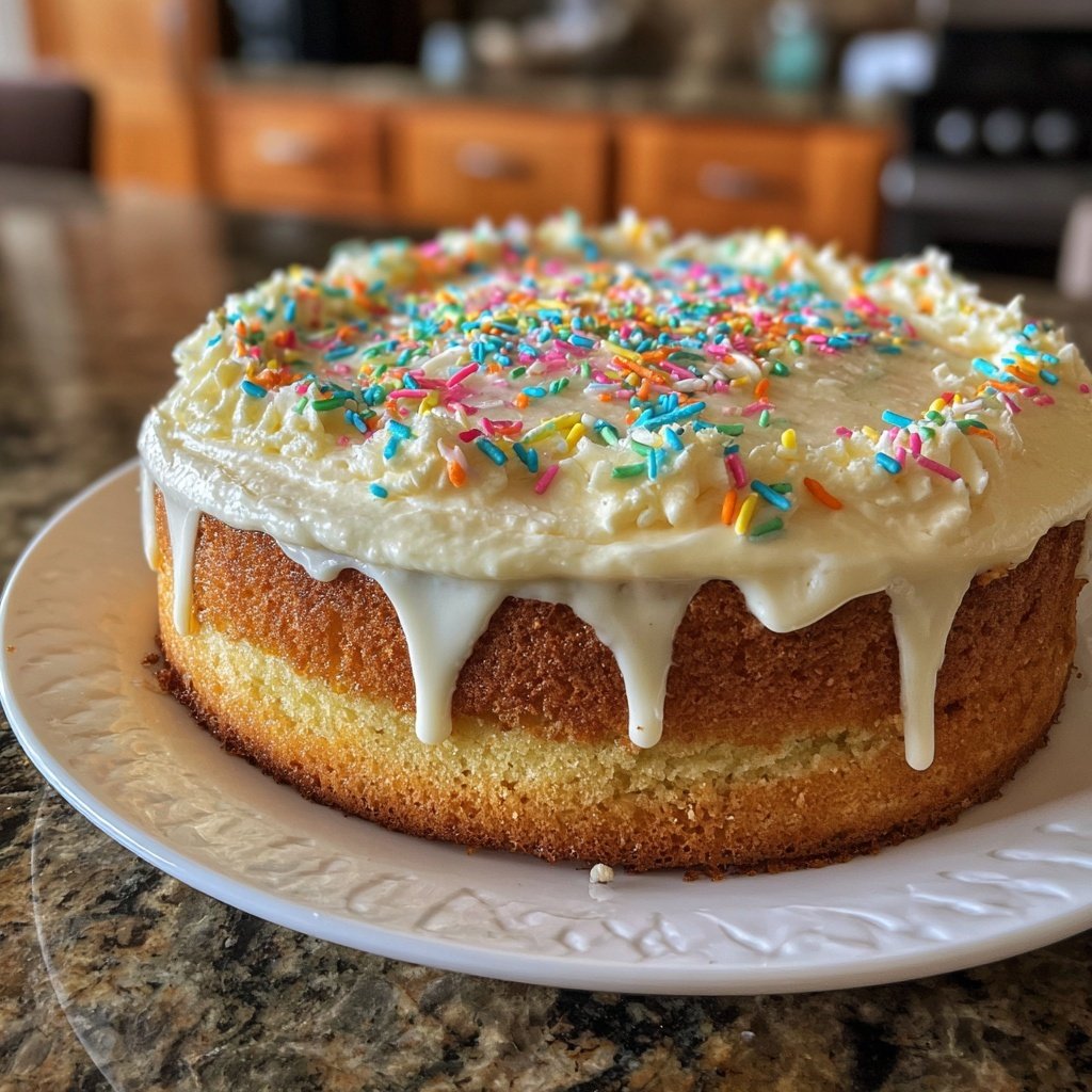 Geburtstagskuchen mit Vanillecreme