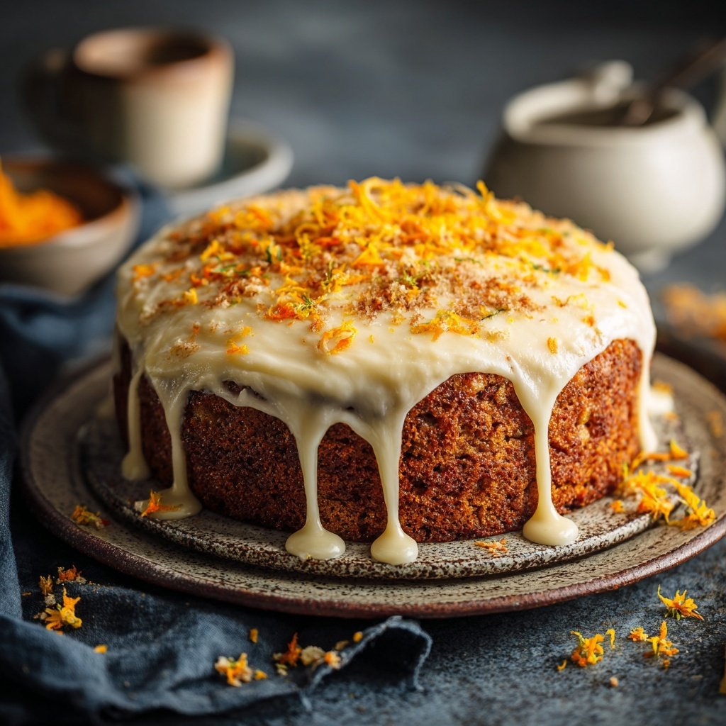 Karottenkuchen Mit Orangensaft Im Teig