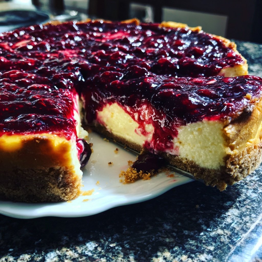 Käsekuchen mit Beerenwirbel