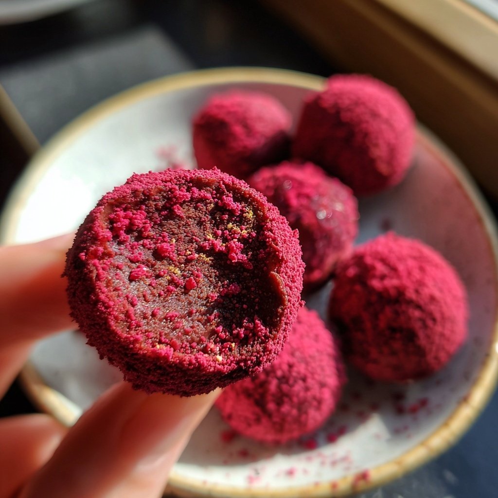 Trüffel mit Himbeerstaub