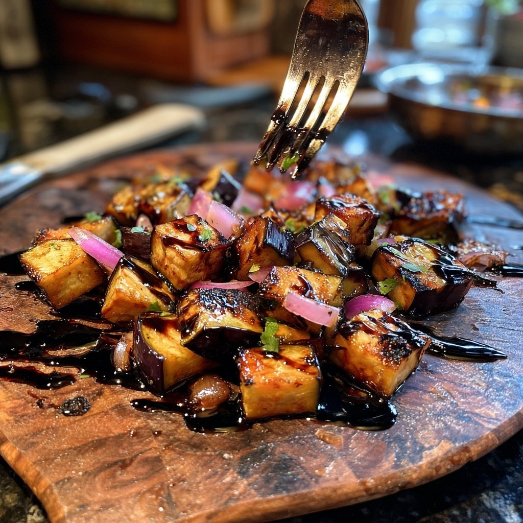 Gegrillte Auberginen Würfel